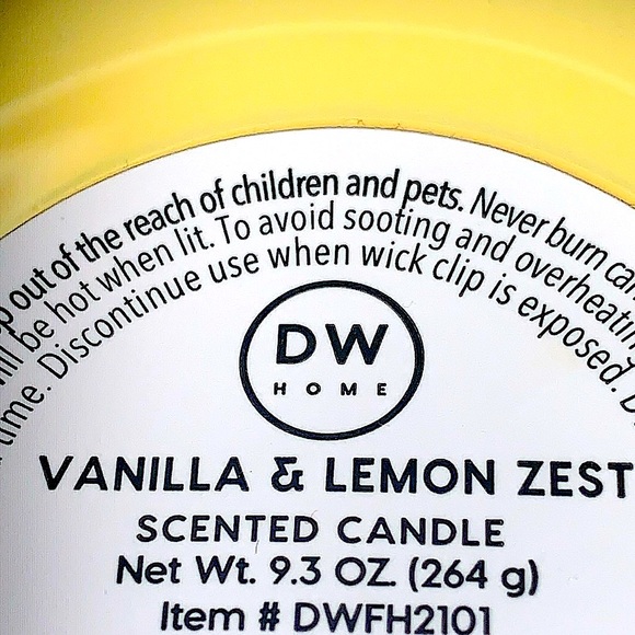 DW HOME CANDLE VANILLA & LEMON ZEST  RICHLY SCENTED 1 WICK 9.3oz NEW - Picture 5 of 5
